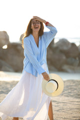 Zahara Linen Shirt Baby Blue