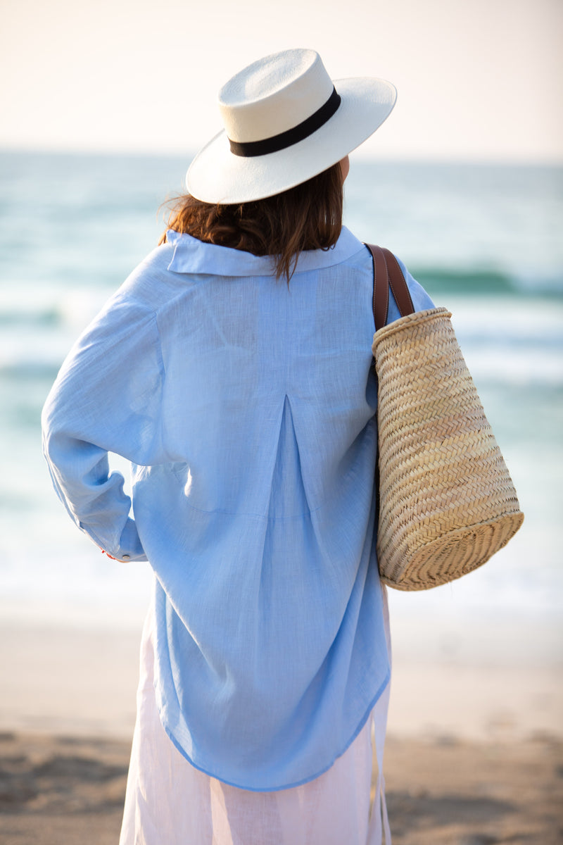 Zahara Linen Shirt Baby Blue