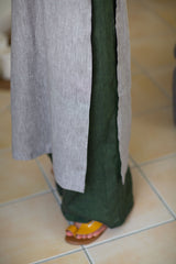 Zera Maxi Linen Wide Leg Pants Bottle Green