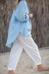 Zahara Linen Shirt Baby Blue