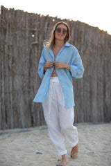 Zahara Linen Shirt Baby Blue