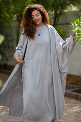 Alya Maxi T-Shirt Linen Dress Ash Grey