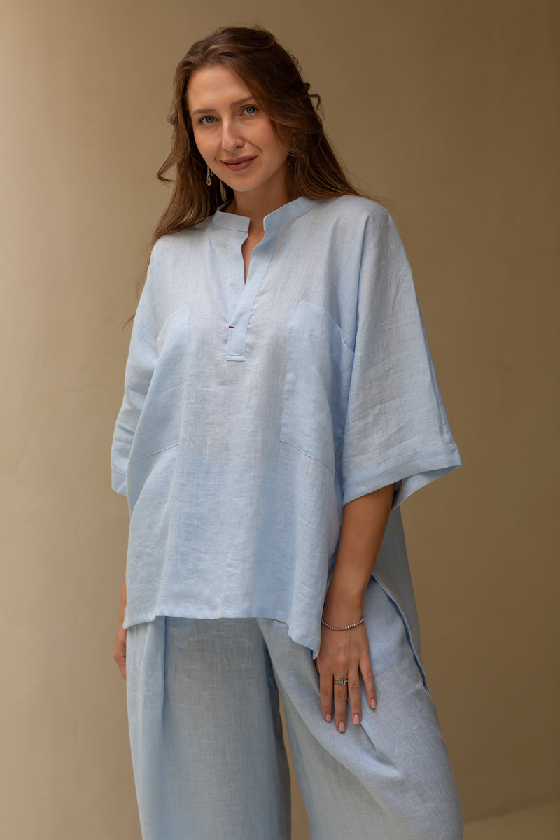 Ren Linen Shirt Baby Blue