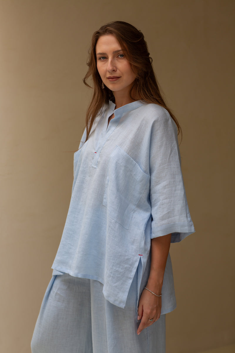 Ren Linen Shirt Baby Blue