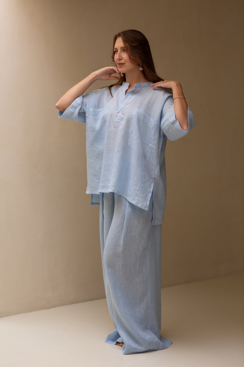 Ren Linen Shirt Baby Blue