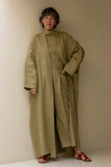 Nawar Linen Kimono Coat Pistachio LONG