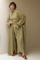 Nawar Linen Kimono Coat Pistachio LONG