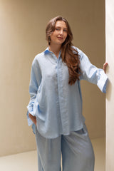 Zahara Linen Shirt Baby Blue