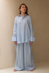 Zahara Linen Shirt Baby Blue