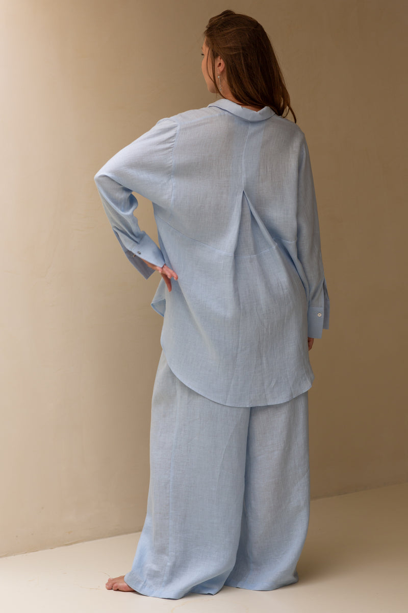 Zahara Linen Shirt Baby Blue