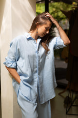 Zahara Linen Shirt Baby Blue