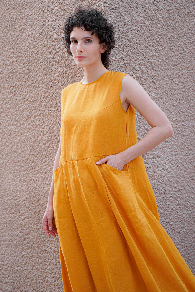 Azalea Maxi Linen Dress Mustard