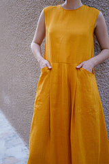 Azalea Maxi Linen Dress Mustard