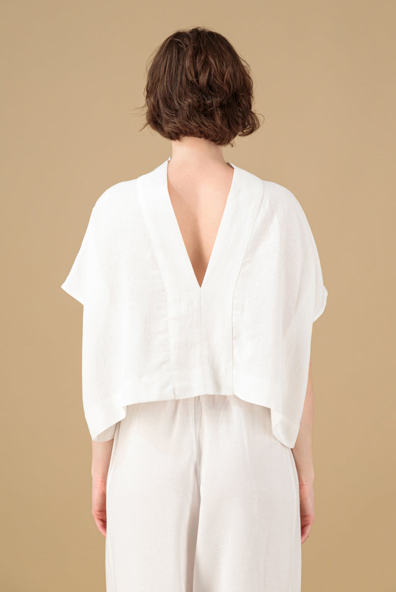 Ivy Kimono Linen Top Off White