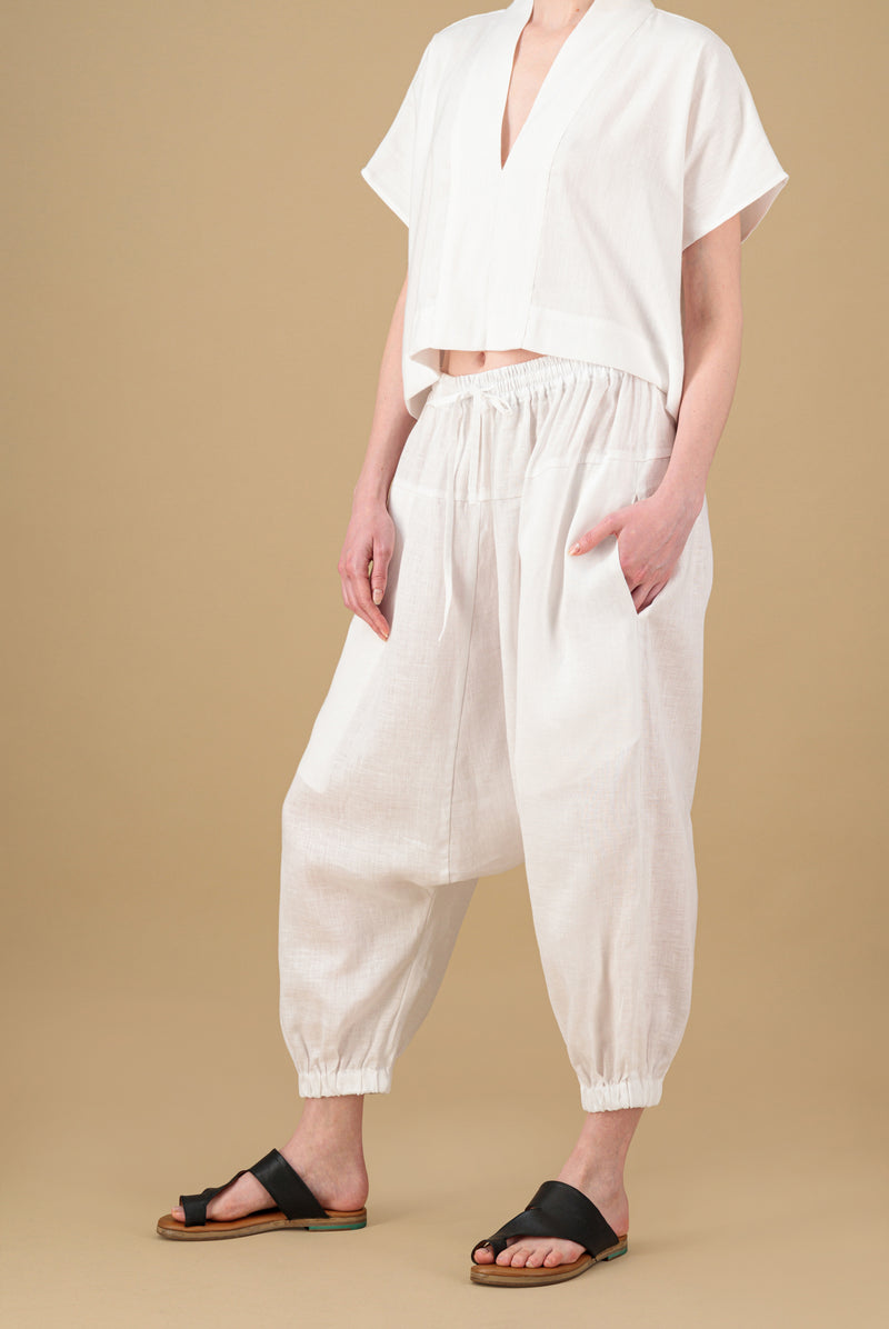 Zaytoon Linen Pants White