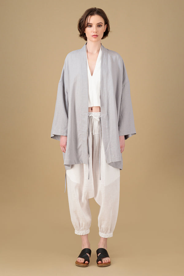 Yucca Kimono Linen Jacket Ash Grey