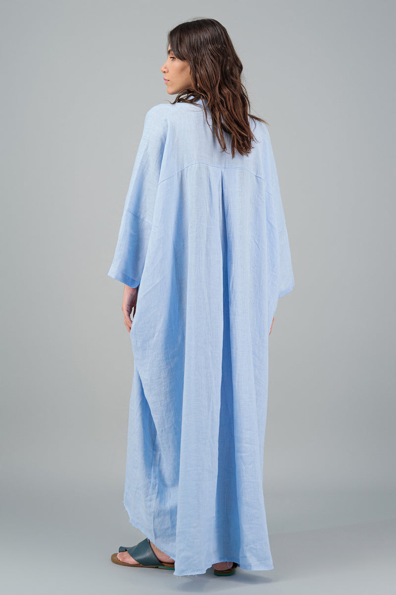 Elementa 01 | Janna Maxi Jelabiya Linen Dress Baby Blue