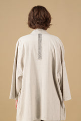 Yucca Kimono Linen Jacket Natural Hand Block Printed Back