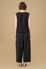 Yara Linen Vest Black