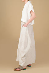 Amarina Linen Skirt Stripes Oatmeal