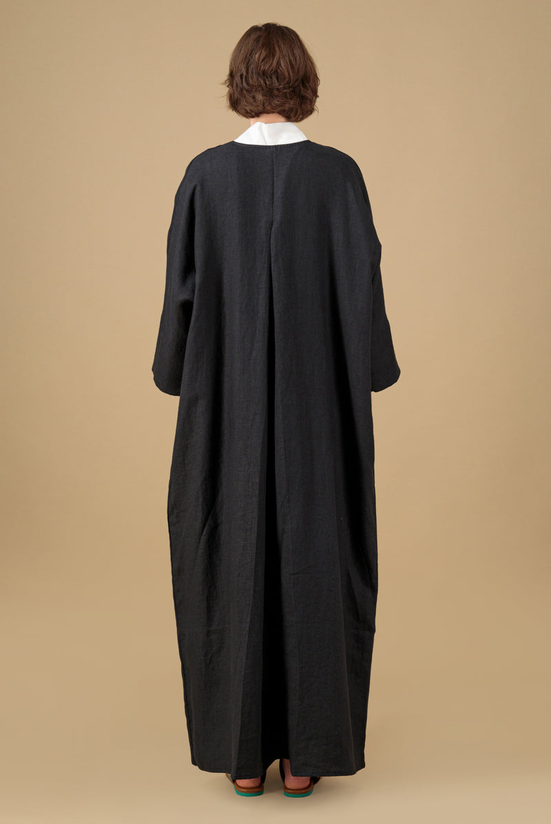 Tamarisk 3/4 Sleeve Linen Summer Coat Black