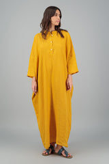 Elementa 01 | Janna Maxi Jelabiya Linen Dress Mustard