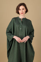 Janna Maxi Jelabiya Dress Bottle Green Hand Block Printed - PRE-ORDER