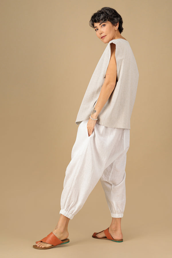 Sarvin Linen Oversized Unisex Vest Natural