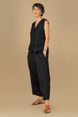 Yara Linen Vest Black