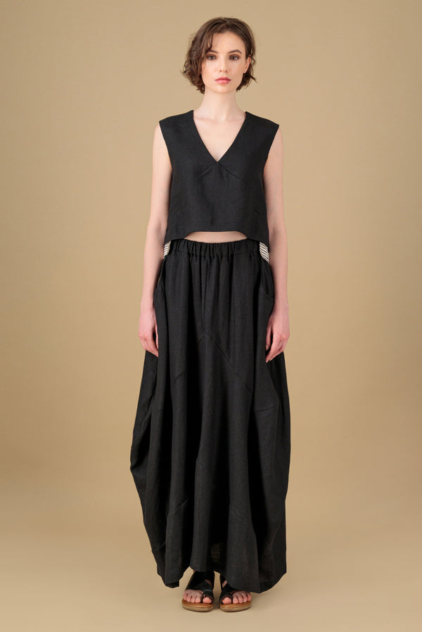 Amarina Linen Skirt Black
