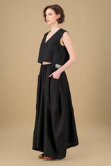 Amarina Linen Skirt Black