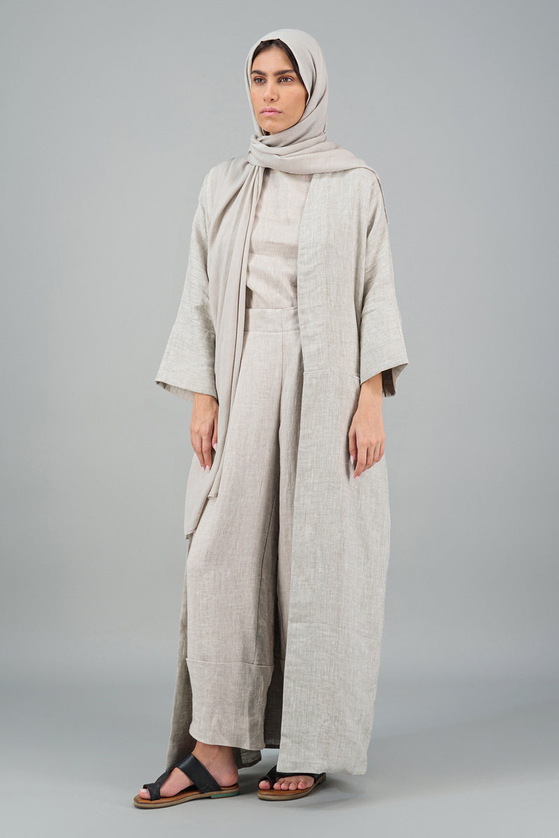 Tamarisk Long Sleeve Linen Summer Coat Oatmeal