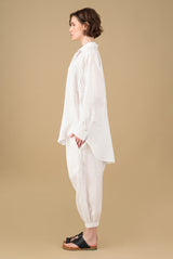 Zahara Linen Shirt Off White Embroidered