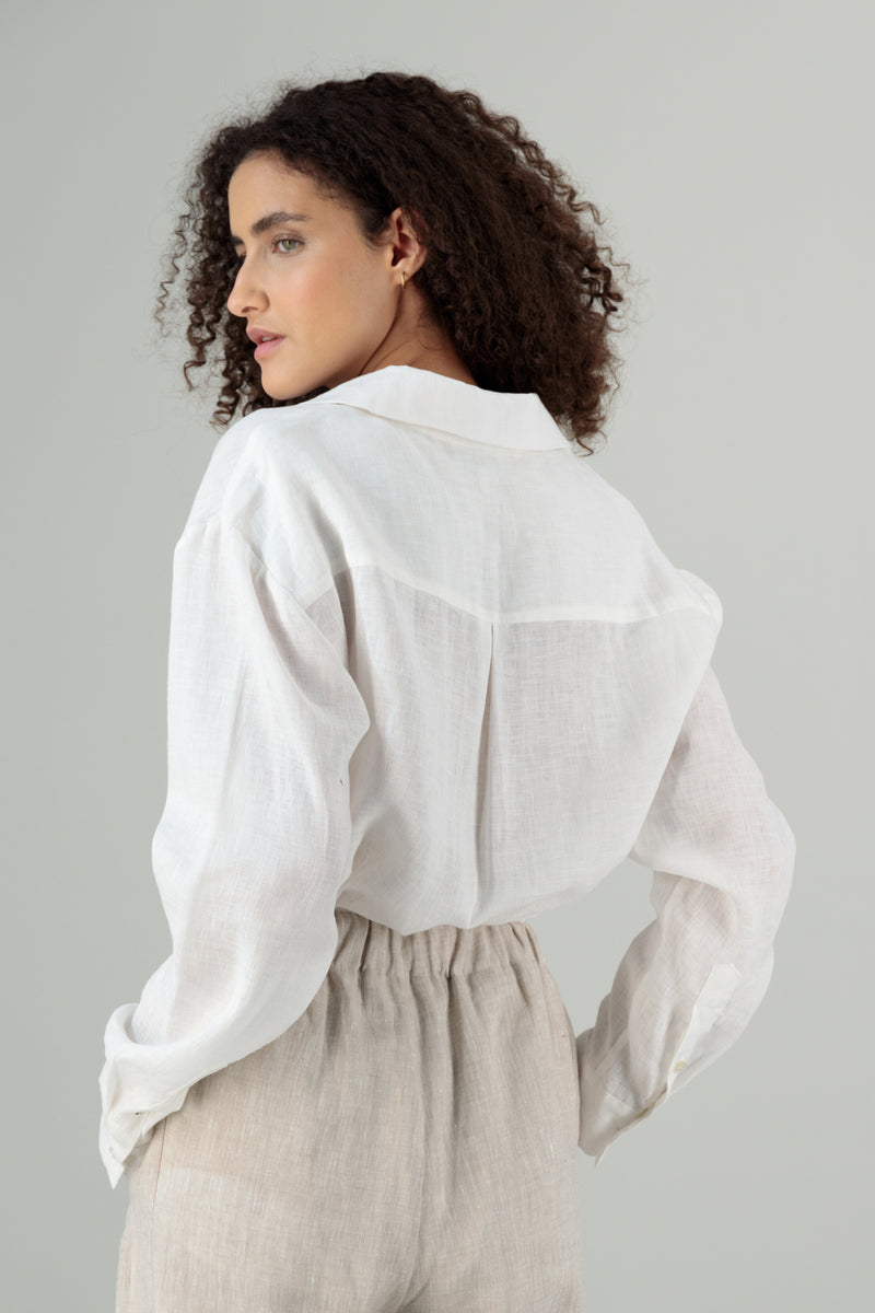 Atheer Women Linen Shirt Off White