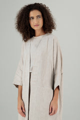 Tamarisk 3/4 Sleeve Linen Summer Coat Oatmeal