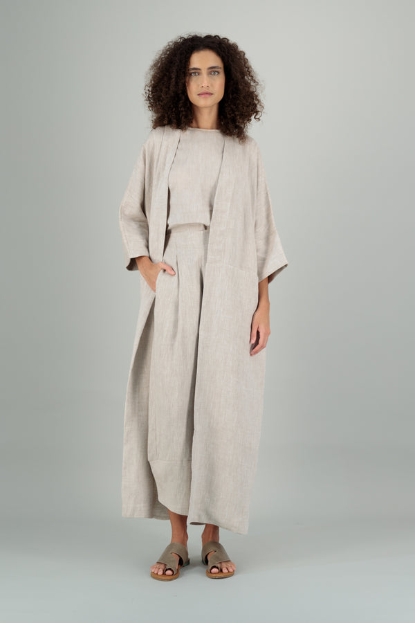 Tamarisk 3/4 Sleeve Linen Summer Coat Oatmeal