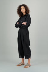 Jade Linen Kimono Pants Black