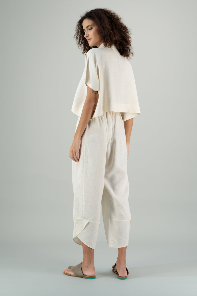 Jade Linen Kimono Pants Ivory