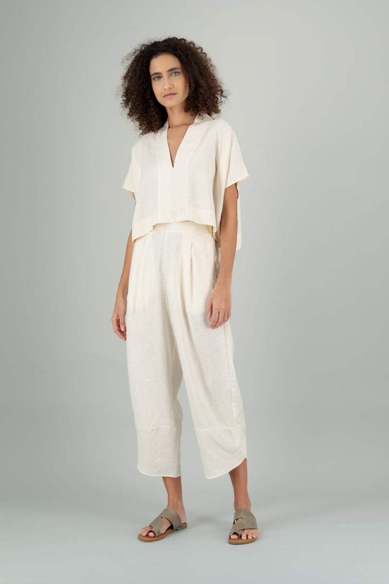 Jade Linen Kimono Pants Ivory