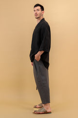 Azarin Unisex Wrap Linen Pants Charcoal