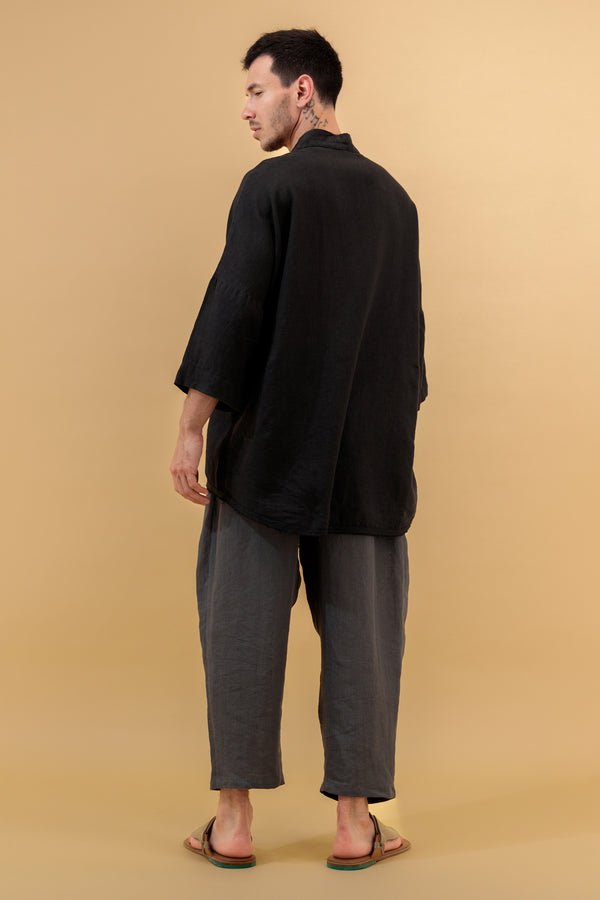 Azarin Unisex Wrap Linen Pants Charcoal