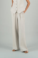 Kimie Maxi Linen Straight Leg Pants Natural