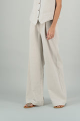 Kimie Maxi Linen Straight Leg Pants Natural