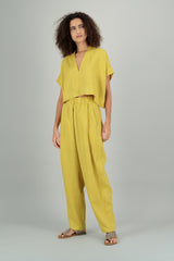 Nazhu Linen Wide Leg Pants Saffron