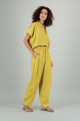 Nazhu Linen Wide Leg Pants Saffron