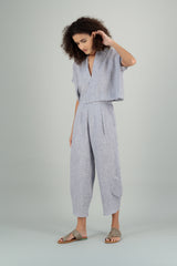 Jade Linen Kimono Pants Faded Denim