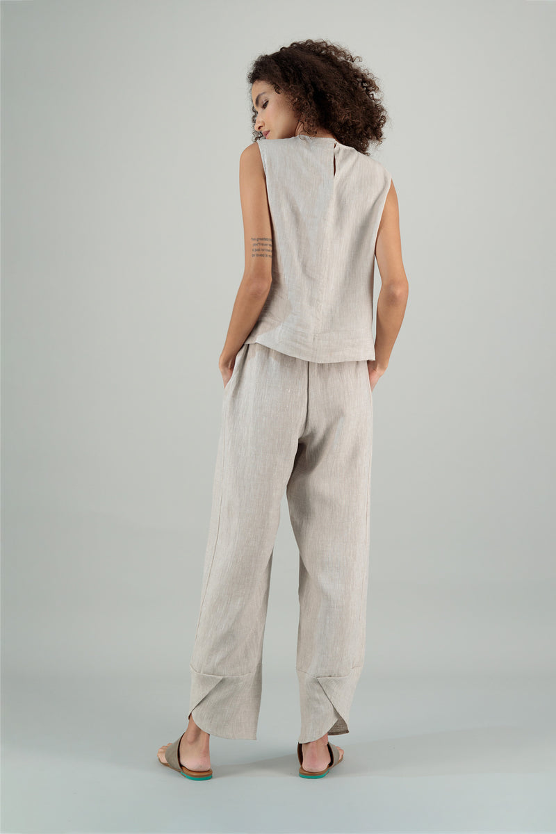 Jade Linen Kimono Pants Oatmeal LONG