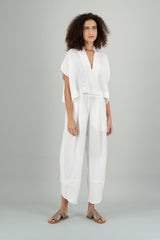 Jade Linen Kimono Pants Off White