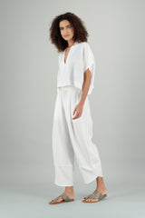 Jade Linen Kimono Pants Off White