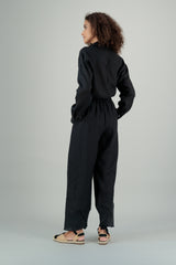 Jade Linen Kimono Pants Black LONG